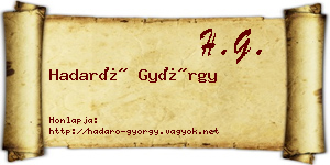 Hadaró György névjegykártya