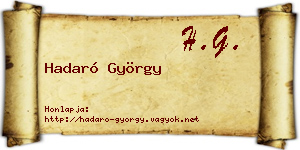 Hadaró György névjegykártya